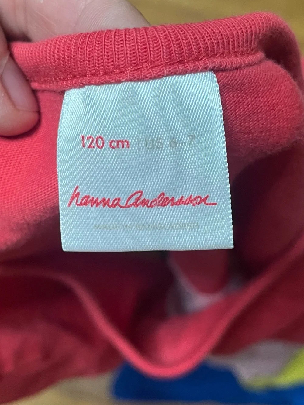 Hanna Andersson Red Pink Yellow Blue Tiered Color Block Cotton Dress Size 6-7
